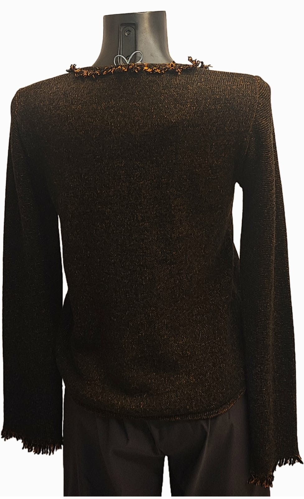 maglia in cashmire, IN MELANGE MARRONE