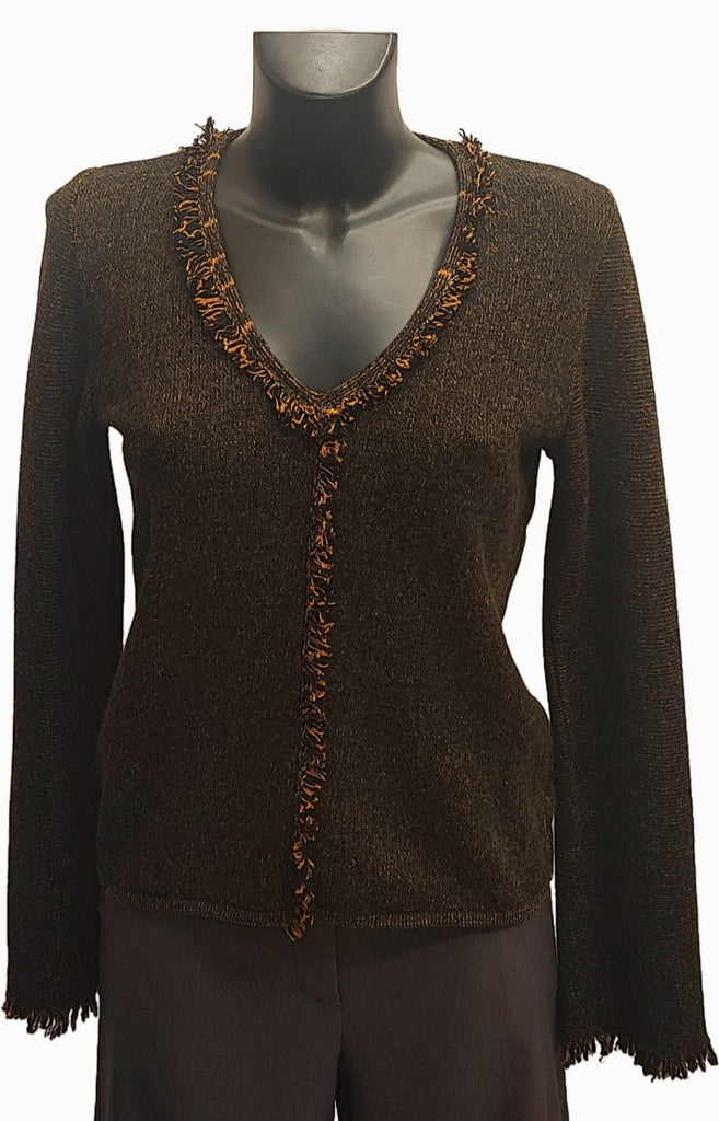 maglia in cashmire, IN MELANGE MARRONE