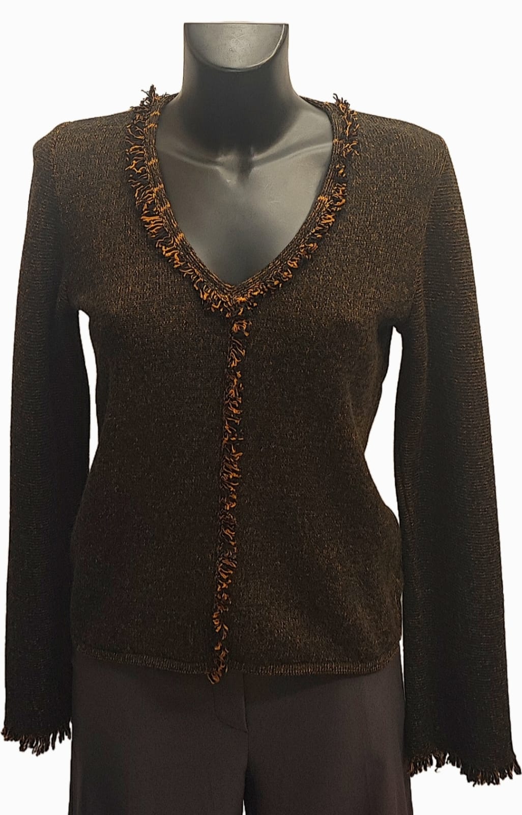 maglia in cashmire, IN MELANGE MARRONE