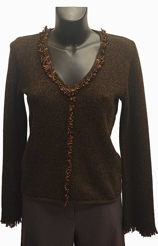 maglia in cashmire, IN MELANGE MARRONE