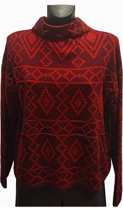 maglione in cashmere, rosso e bordaux