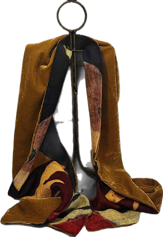 Stola double face in velluto e pashmina