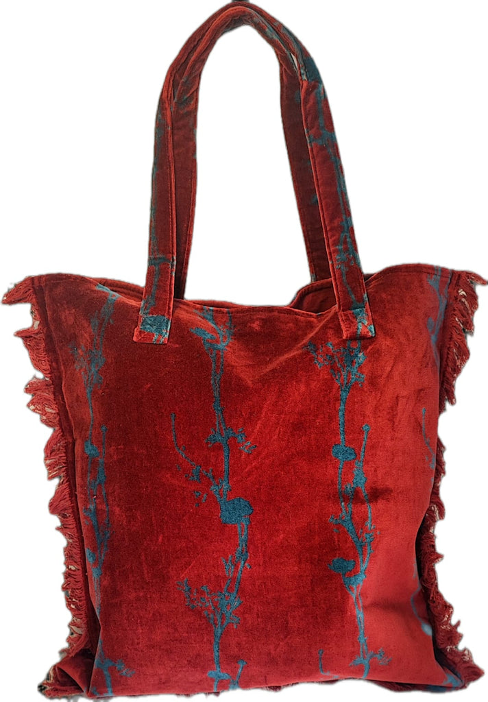 Shopper bag in velluto di cotone