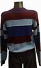 maglione in cashmere a righe verticali blue, azzurro, viola