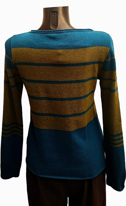 Golfino in cashmire blue e senape